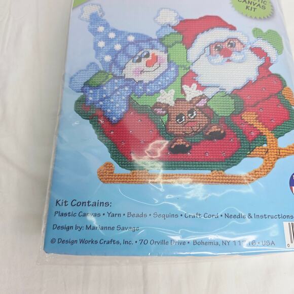Design Works Plastic Canvas Kit #3349 Santa in Sleigh 11.5" x 13.5"  3349 New - Picture 2 of 7